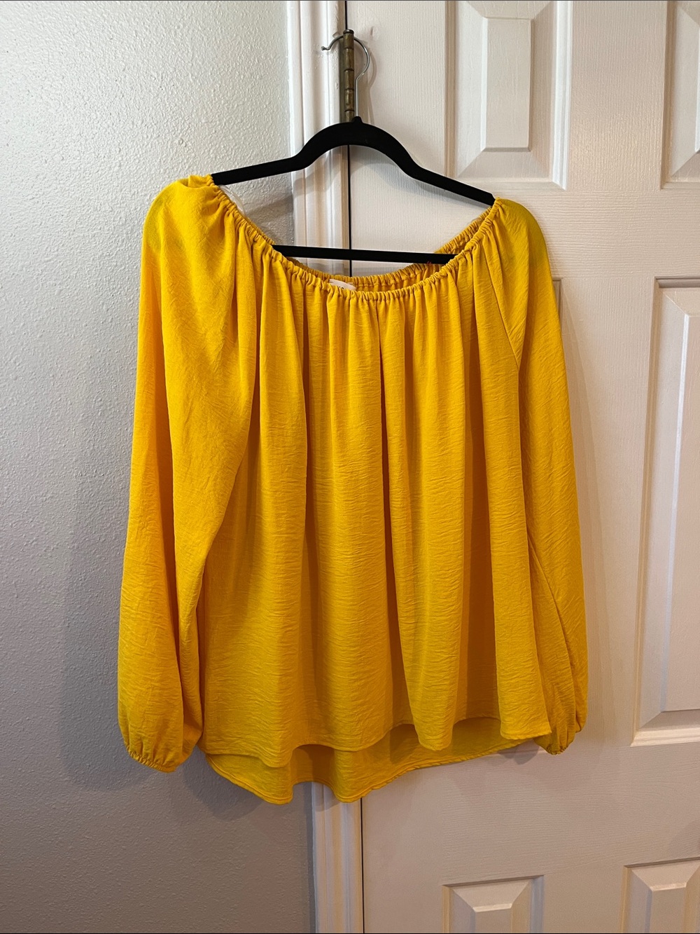 First Love Bright Yellow Off-Shoulder Blouse